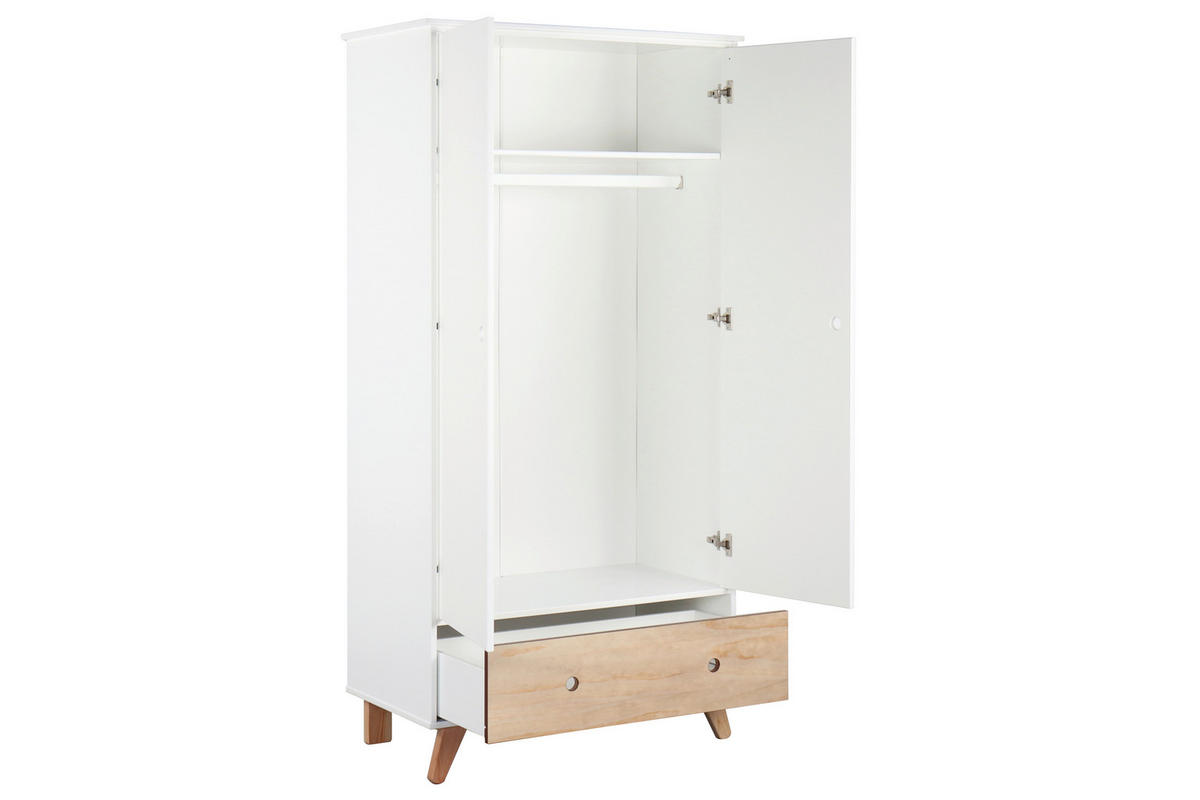  KINDERKLEIDERSCHRANK Weiß, Pinienfarben  - Weiß/Pinienfarben, Design, Holz/Holzwerkstoff (95/190/56,5cm) - home24