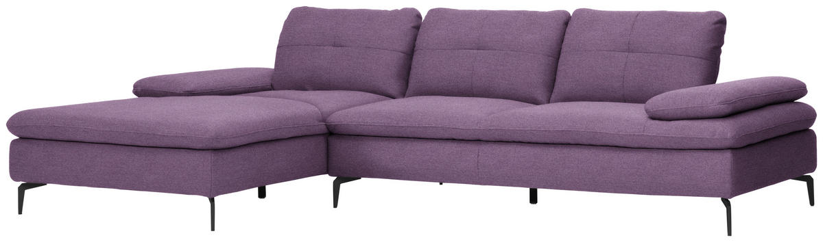 ECKSOFA in Webstoff Lila  179/301 cm  - Lila/Schwarz, Design, Textil/Metall (179/301cm) - Chilliano