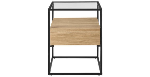 BEISTELLTISCH 43/43/54 cm Schwarz, Eichefarben quadratisch - Eichefarben/Schwarz, Glas/Holzwerkstoff (43/43/54cm) - Xora