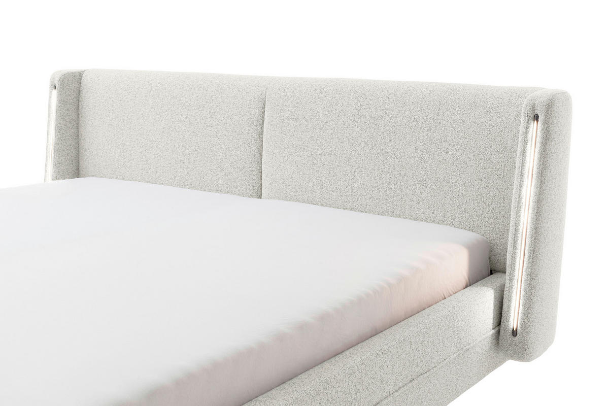 POLSTERBETT Beleuchtung 180/200 cm  in Creme  - Creme/Schwarz, MODERN, Textil/Metall (180/200cm) - Novel