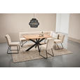 ESSTISCH 140/80/76 cm Echtholz  Holz, Metall rechteckig Eichefarben  - Eichefarben/Schwarz, LIFESTYLE, Holz/Metall (140/80/76cm) - Linea Natura