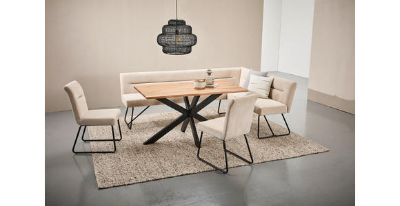 ESSTISCH 140/80/76 cm Echtholz  Holz, Metall rechteckig Eichefarben  - Eichefarben/Schwarz, LIFESTYLE, Holz/Metall (140/80/76cm) - Linea Natura