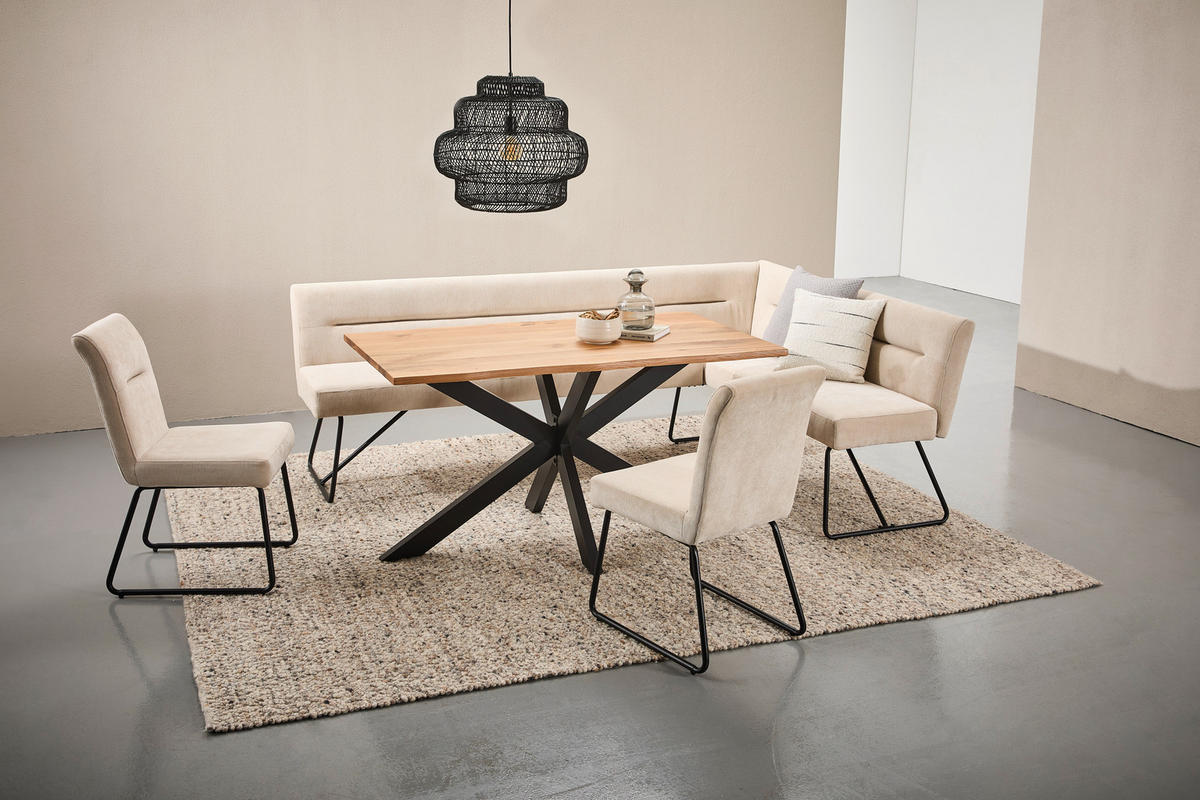 ECKBANK 225/165 cm  in Schwarz, Beige  - Beige/Schwarz, MODERN, Textil/Metall (225/165cm) - Stylife