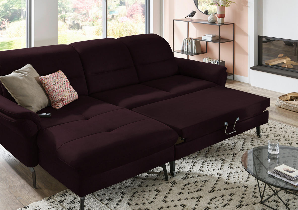 ECKSOFA in Flachgewebe Mokka  181/260 cm  - Schwarz/Mokka, KONVENTIONELL, Textil/Metall (181/260cm) - Beldomo Speed