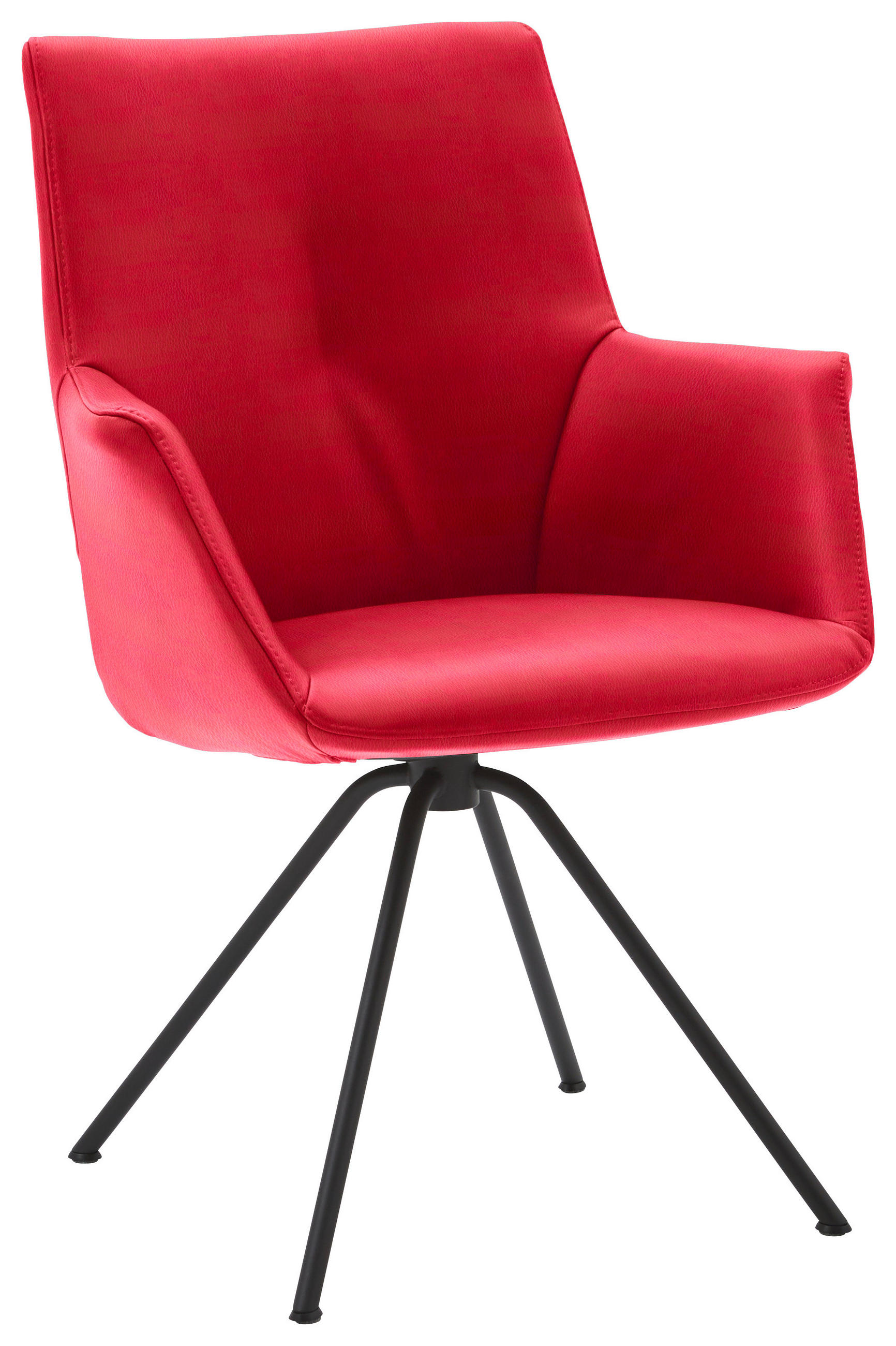 ARMLEHNSTUHL  in Stahl Echtleder pigmentiert  - Rot/Schwarz, Design, Leder/Metall (65/91/63cm) - Dieter Knoll