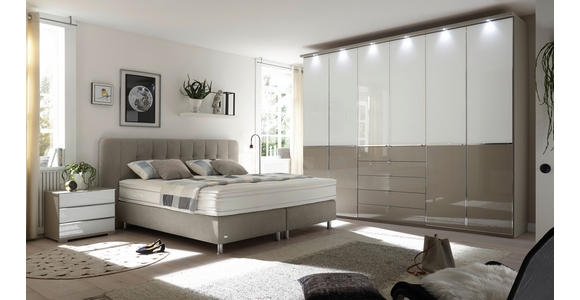 DREHTÜRENSCHRANK 300/236/58 cm 6-türig - Chromfarben/Weiß, Design, Glas/Holzwerkstoff (300/236/58cm) - Novel
