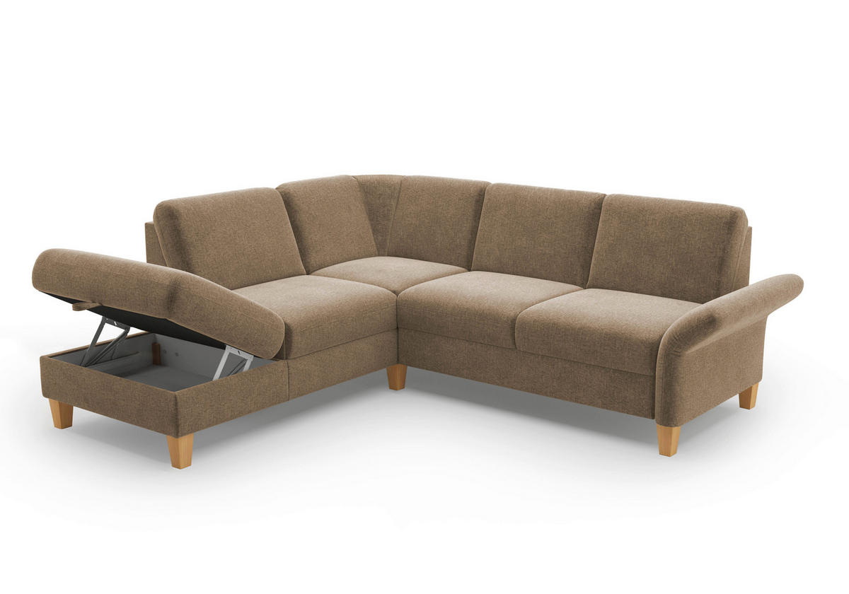 ECKSOFA ROCHELLE E Hellbraun Flachgewebe  - Hellbraun/Eichefarben, KONVENTIONELL, Holz/Textil (216/240cm) - Sit & More