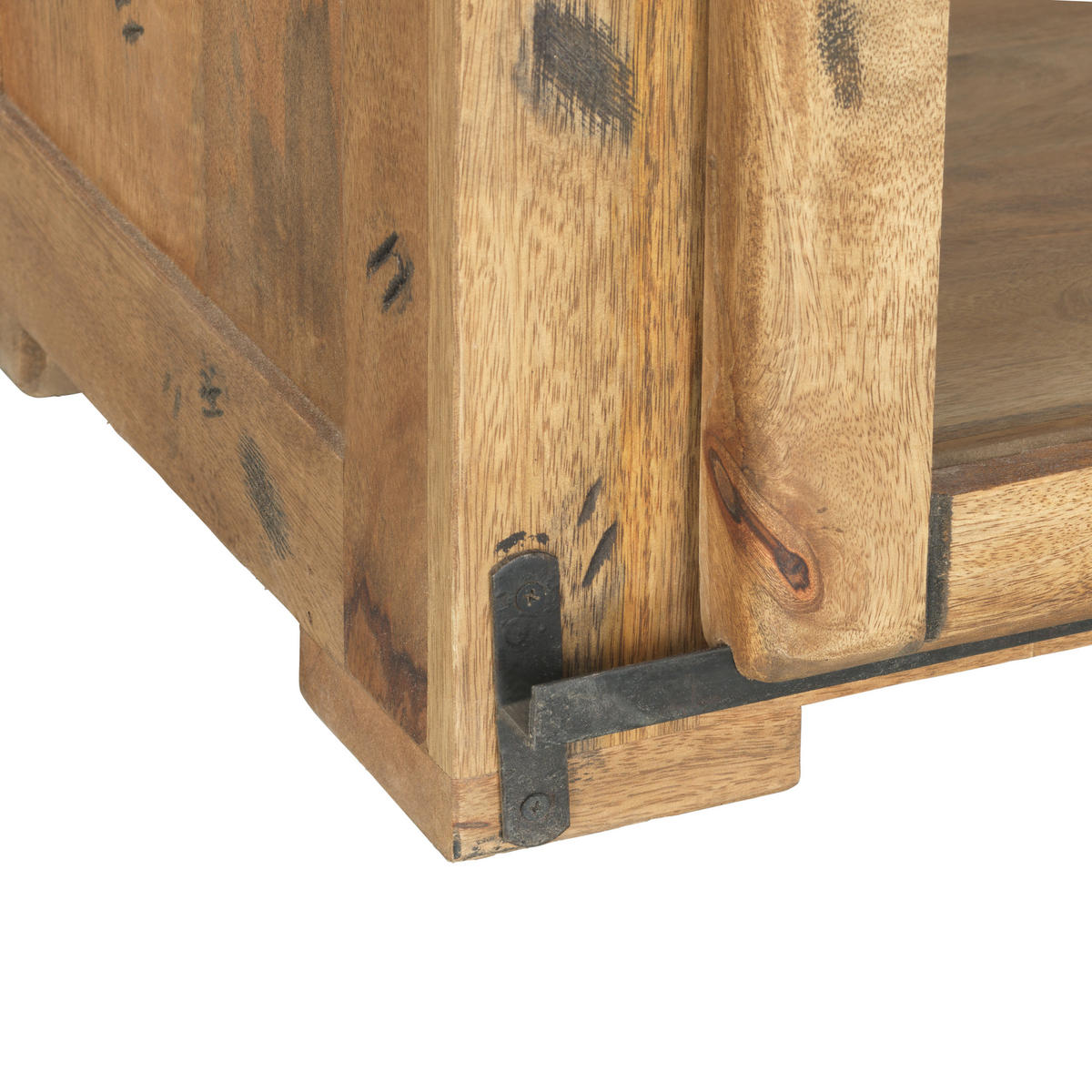 VITRINE  in massiv Mangoholz Naturfarben, Anthrazit - Anthrazit/Naturfarben, LIFESTYLE, Glas/Holz (100/175/45cm) - MID.YOU