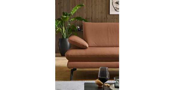 ECKSOFA in Echtleder Hellbraun 308/195 cm - Hellbraun/Schwarz, Design, Leder/Metall (308/195cm) - Dieter Knoll