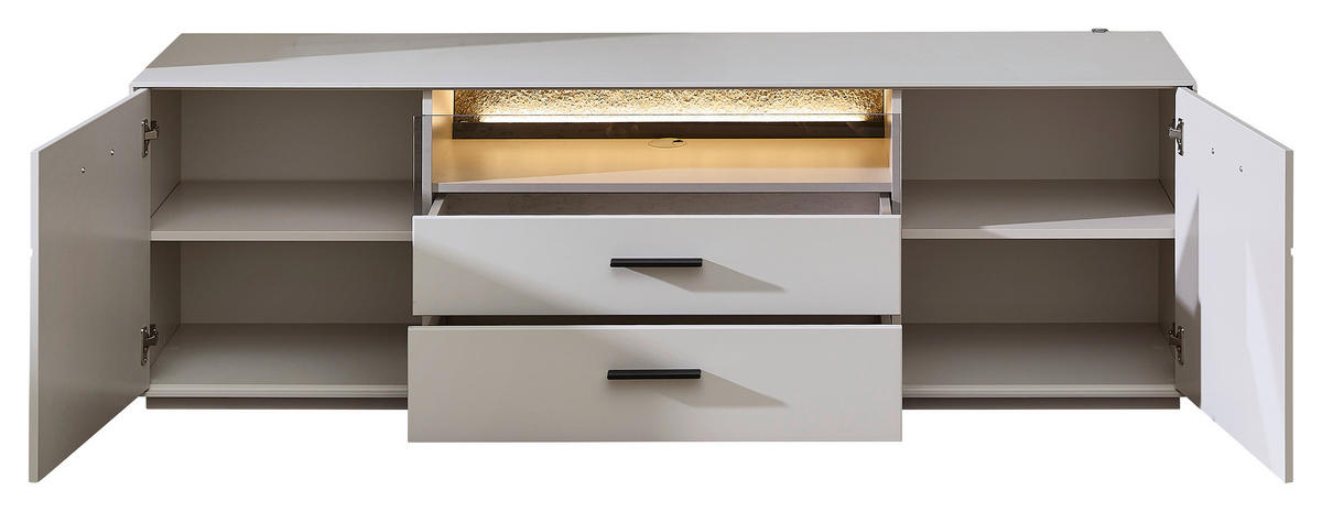 WOHNWAND 3-teilig  in Anthrazit, Hellgrau  240/204/45 cm  - Anthrazit/Hellgrau, Design, Glas/Holzwerkstoff (240/204/45cm) - Novel