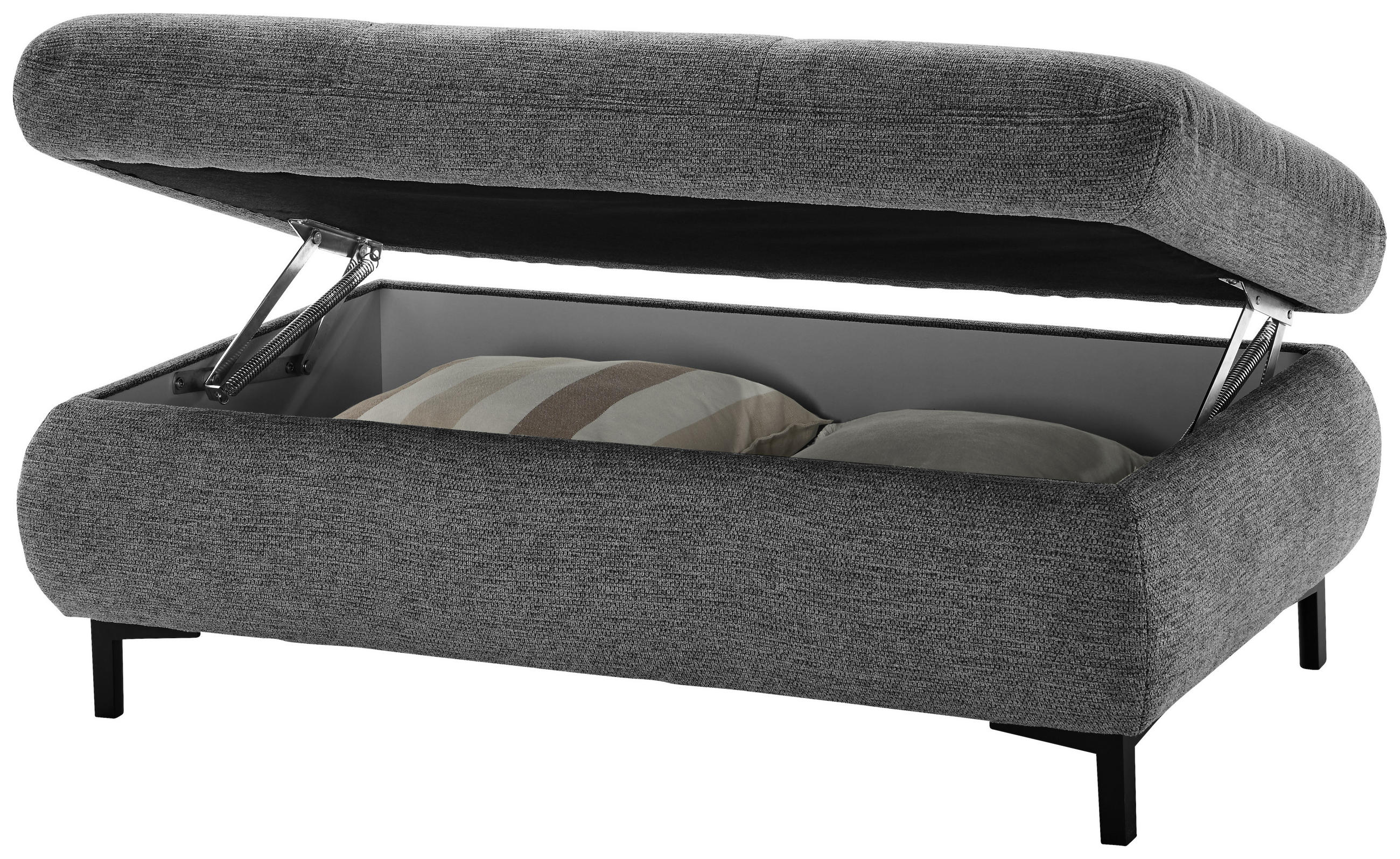 HOCKER AUFKLAPPBAR Webstoff Anthrazit - Anthrazit/Schwarz, KONVENTIONELL, Textil/Metall (129/49/64cm) - SetOne by Musterring