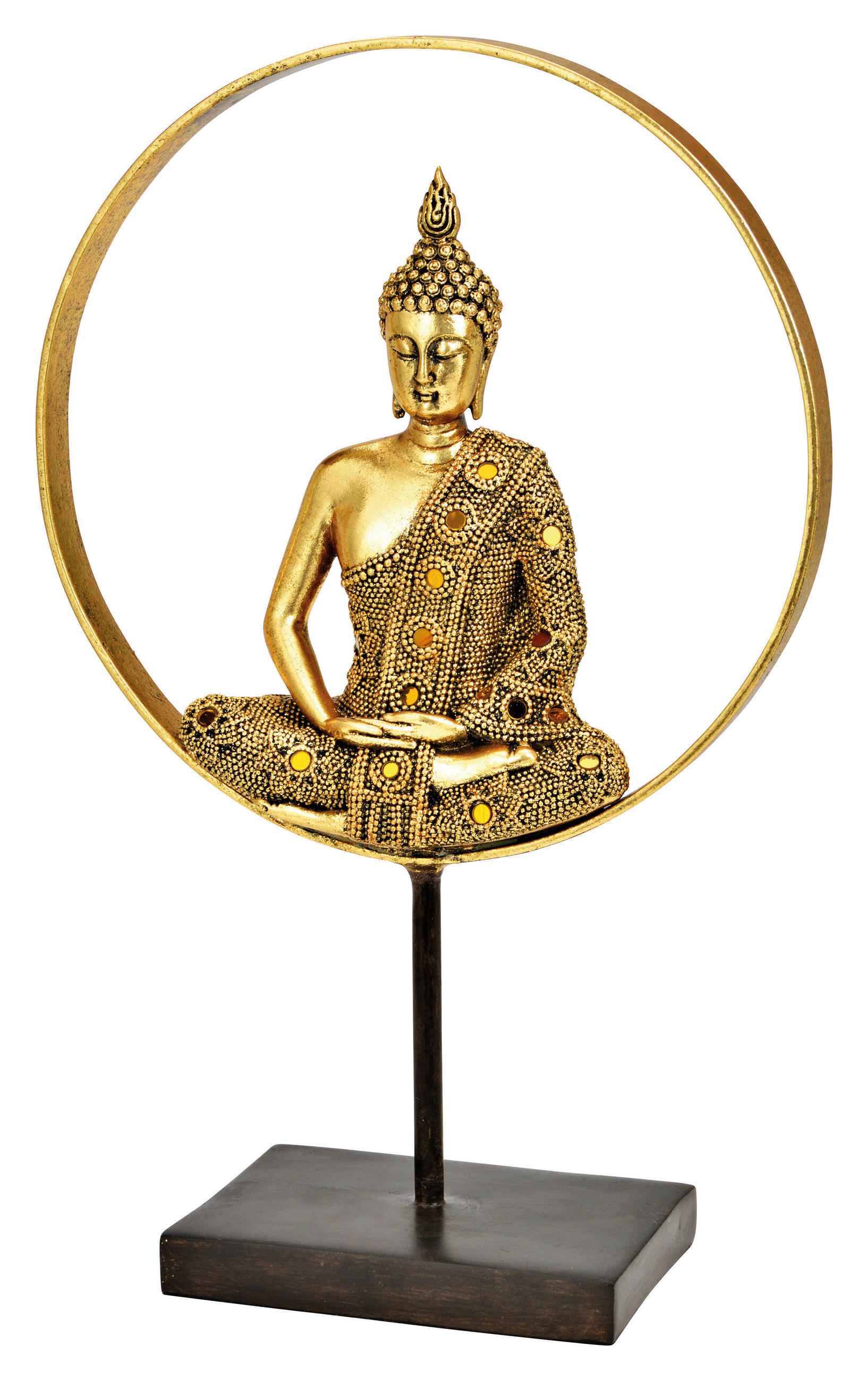 BUDDHA 26/39,5/11 cm  - Goldfarben/Schwarz, Design, Kunststoff (26/39,5/11cm)