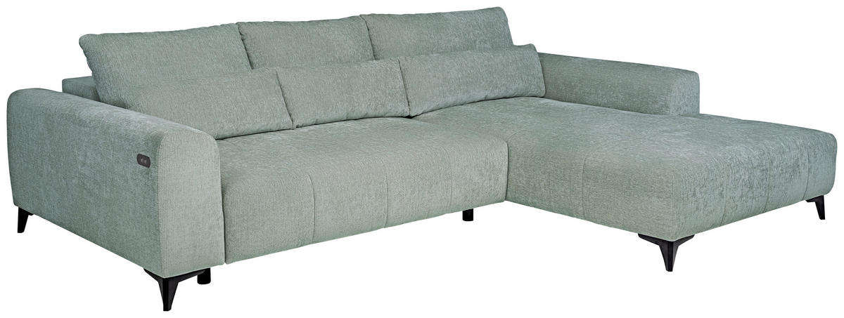 ECKSOFA  in Chenille Hellgrau  279/222 cm  - Hellgrau/Schwarz, KONVENTIONELL, Kunststoff/Textil (279/222cm) - Hom`in