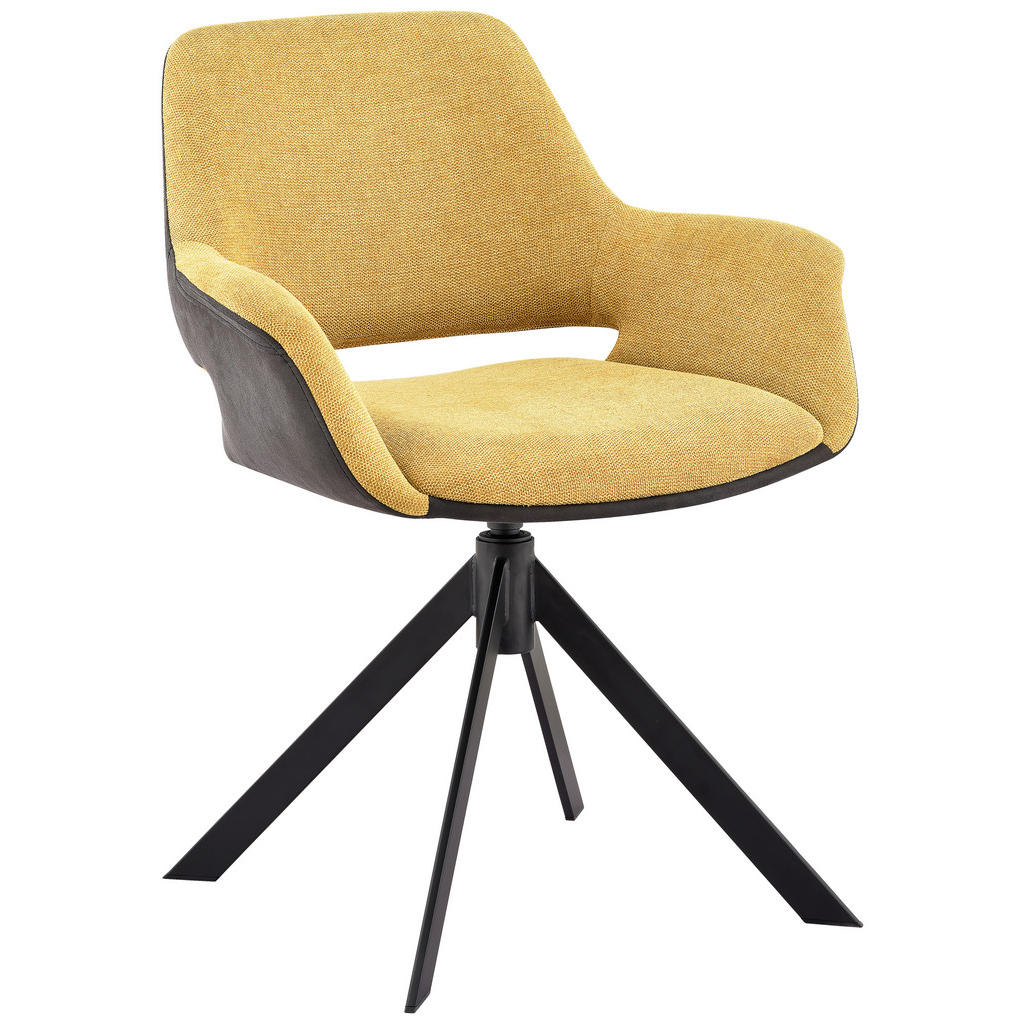 Novel ŽIDLE S PODRUČKAMI, železo, mikrovlákno, vzhled lnu, žlutá, černá, tmavě šedá