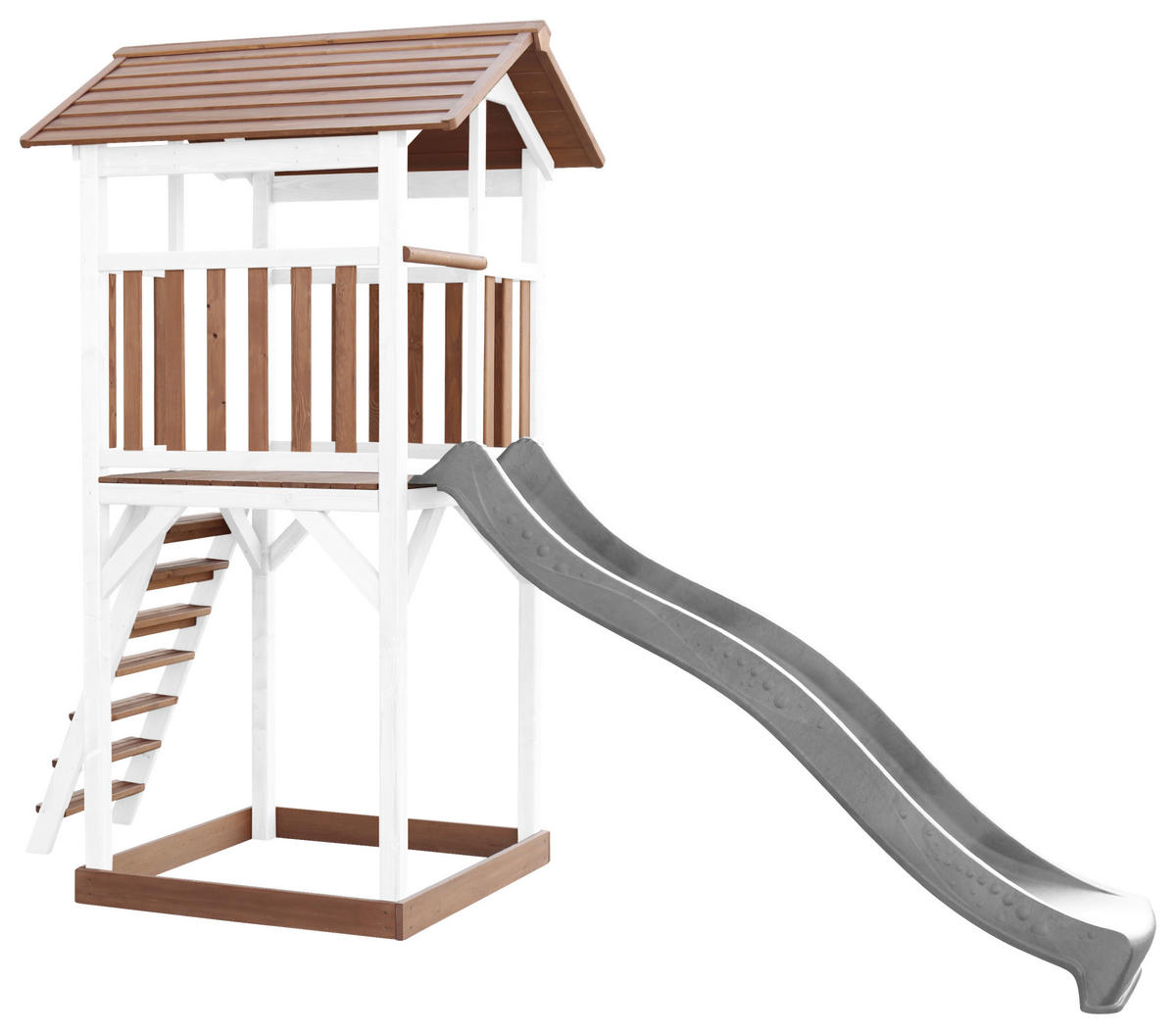 SPIELTURM 111,2/241,9/349 cm  - Weiss/Braun, Konventionell, Holz/Kunststoff (111,2/241,9/349cm)