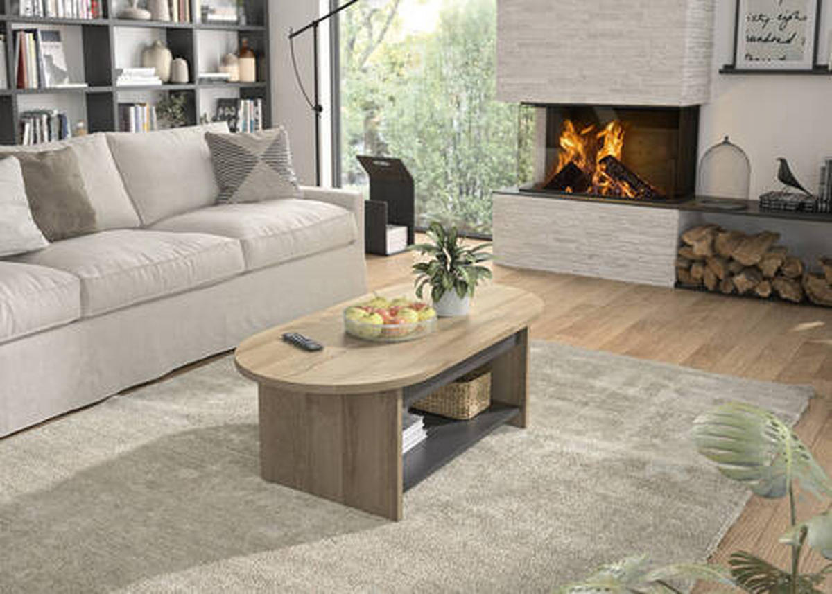 COUCHTISCH Couchtisch 110/55/39 cm oval Eichefarben  - Eichefarben, Design, Holzwerkstoff (110/55/39cm) - MID.YOU