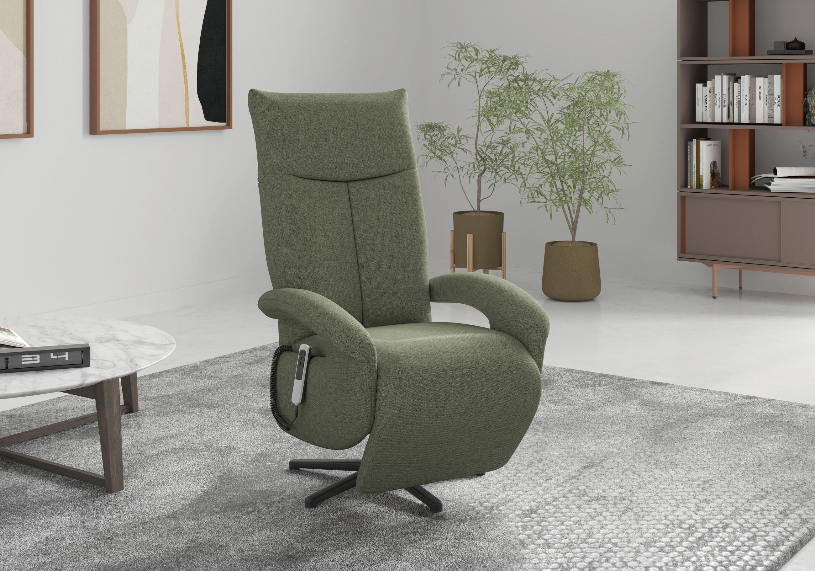 SESSEL in Flachgewebe Olivgrün  - Schwarz/Olivgrün, MODERN, Textil/Metall (74/112/82cm) - Sit & More