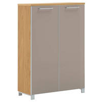 SCHUHSCHRANK Eiche furniert Taupe, Eichefarben  - Taupe/Chromfarben, Design, Glas/Holz (84/126/37cm)