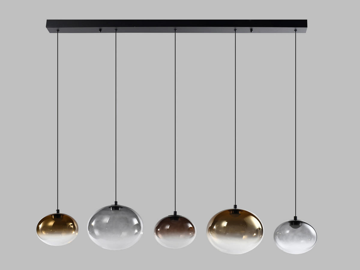 LED-HÄNGELEUCHTE Pesaro 128/170/20 cm  - Schwarz, Design, Glas/Metall (128/170/20cm)