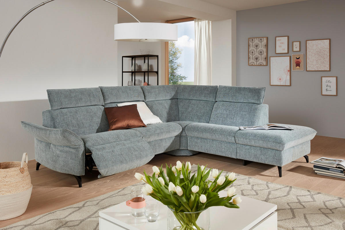 WOHNLANDSCHAFT Mikrofaser Silberfarben  - Edelstahlfarben/Silberfarben, Design, Textil/Metall (199/258cm) - Himolla