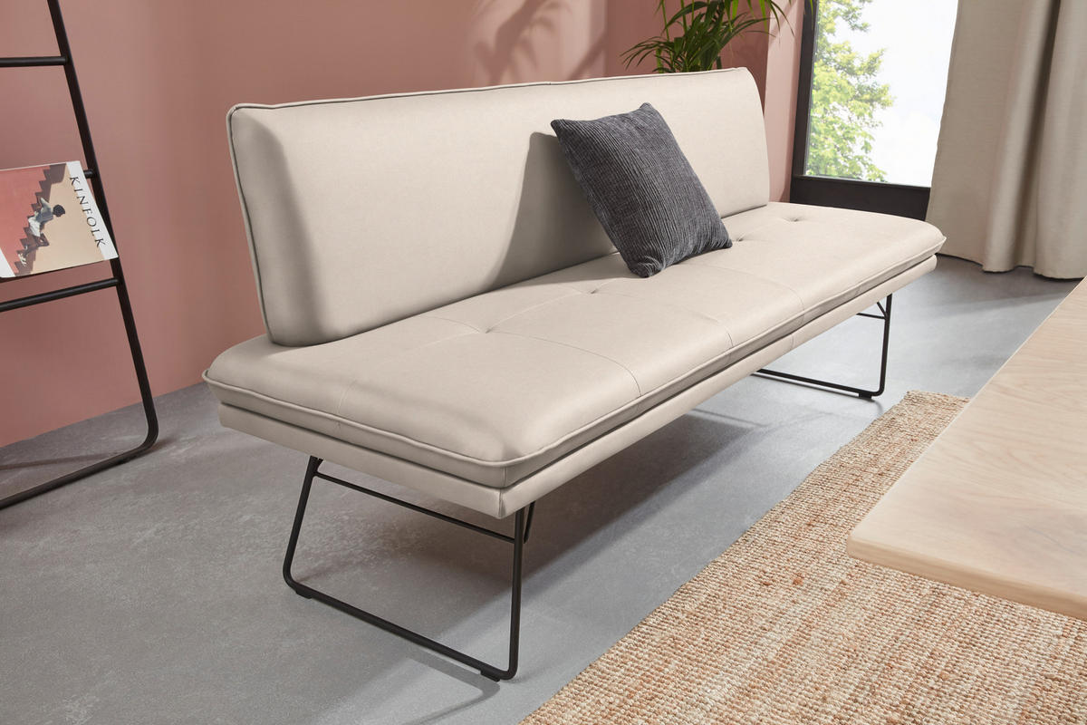 SITZBANK in Metall, Textil Creme, Schwarz  - Creme/Schwarz, Design, Textil/Metall (195/87/65cm) - Dieter Knoll