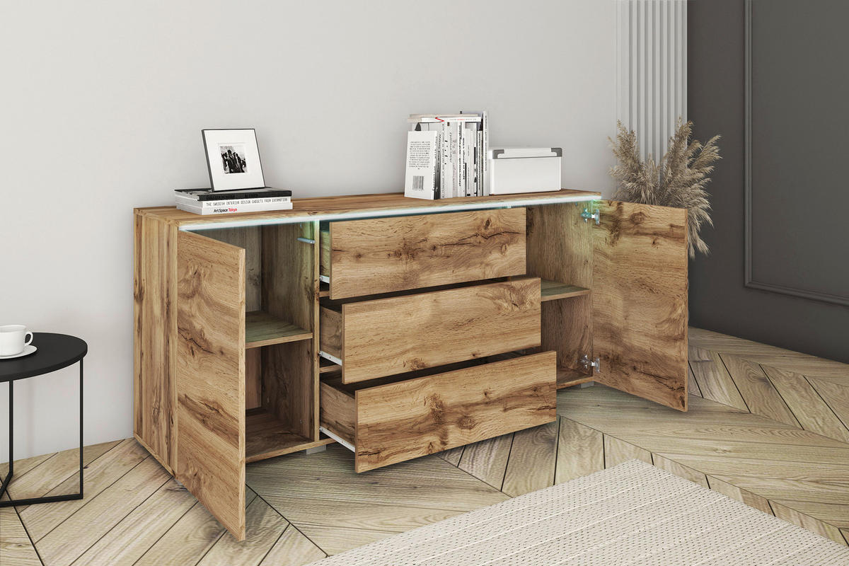 SIDEBOARD 150/67,9/39,5 cm  in Eiche Wotan  - Eiche Wotan/Grau, Lifestyle, Holzwerkstoff/Kunststoff (150/67,9/39,5cm) - P & B
