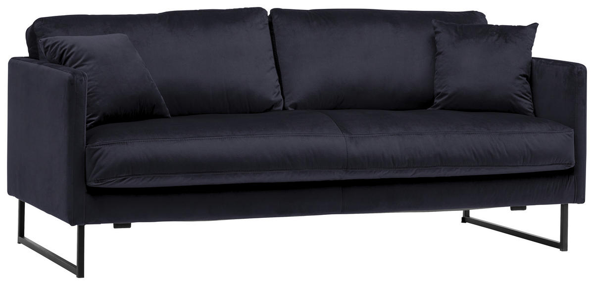 2,5-SITS SOFFA i sammet svart  - svart, Design, metall/textil (180/78/84cm) - Carryhome