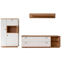 WOHNWAND 3-teilig  in Weiß, Wildeiche  315/181/50 cm  - Wildeiche/Anthrazit, Design, Glas/Holz (315/181/50cm) - Novel