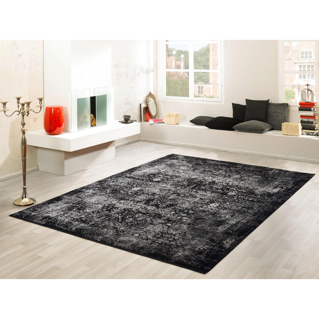 Thumbnail - Dieter Knoll Webteppich Calais, Grau, Schwarz, Textil, rechteckig, 200x250 cm, in verschiedenen Größen erhältlich, Teppi...