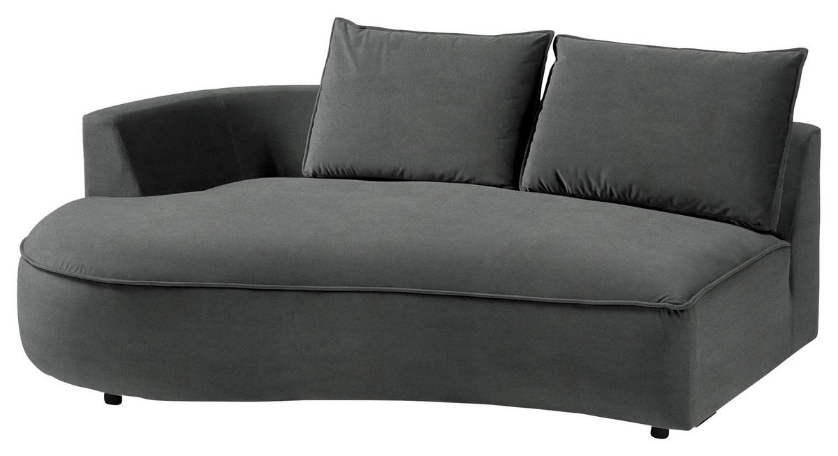 BIGSOFA in Samt Dunkelgrau  - Dunkelgrau/Schwarz, Design, Kunststoff/Textil (322/66/154cm) - home24