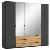 KLEIDERSCHRANK  in Graphitfarben, Eiche Artisan  - Schwarz/Graphitfarben, Design, Glas/Holzwerkstoff (225/208/58cm) - Carryhome