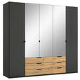 KLEIDERSCHRANK  in Graphitfarben, Eiche Artisan  - Schwarz/Graphitfarben, Design, Glas/Holzwerkstoff (225/208/58cm) - Carryhome