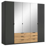 KLEIDERSCHRANK  in Graphitfarben, Eiche Artisan  - Schwarz/Graphitfarben, Design, Glas/Holzwerkstoff (225/208/58cm) - Carryhome
