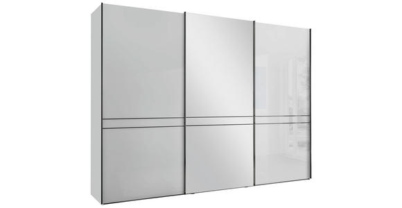 SCHWEBETÜRENSCHRANK  in Weiß  - Schieferfarben/Weiß, KONVENTIONELL, Glas/Holzwerkstoff (300/217/67cm) - Dieter Knoll