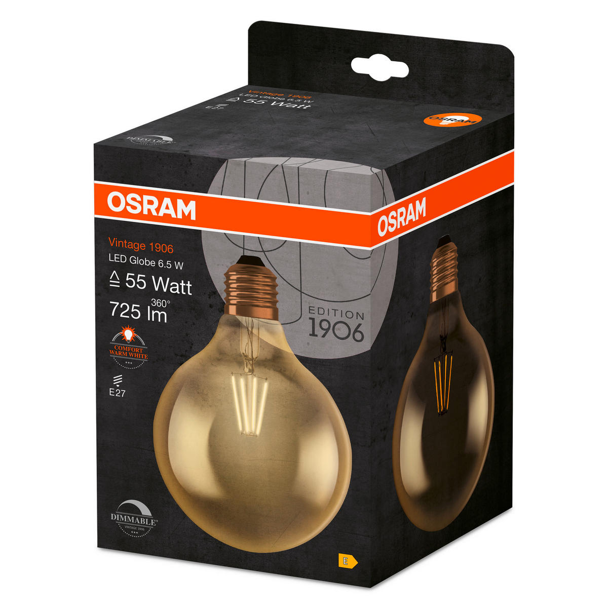 LED-LEUCHTMITTEL   E27 6,5 W 725 lm  - Goldfarben, Basics, Glas (12,4/16,8cm) - Osram