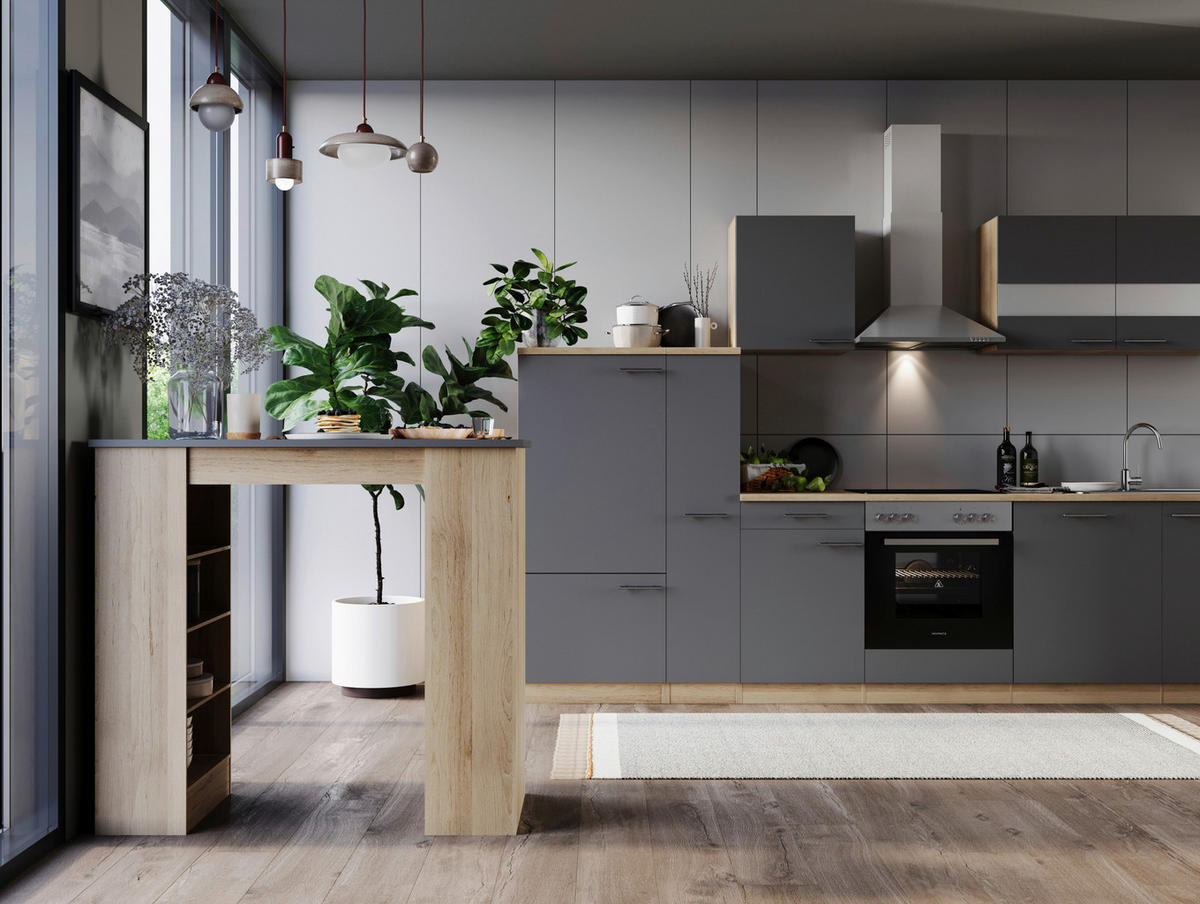 BARTISCH rechteckig Grau, Eichefarben  - Eichefarben/Grau, Design, Holzwerkstoff (103/50/115cm) - Respekta