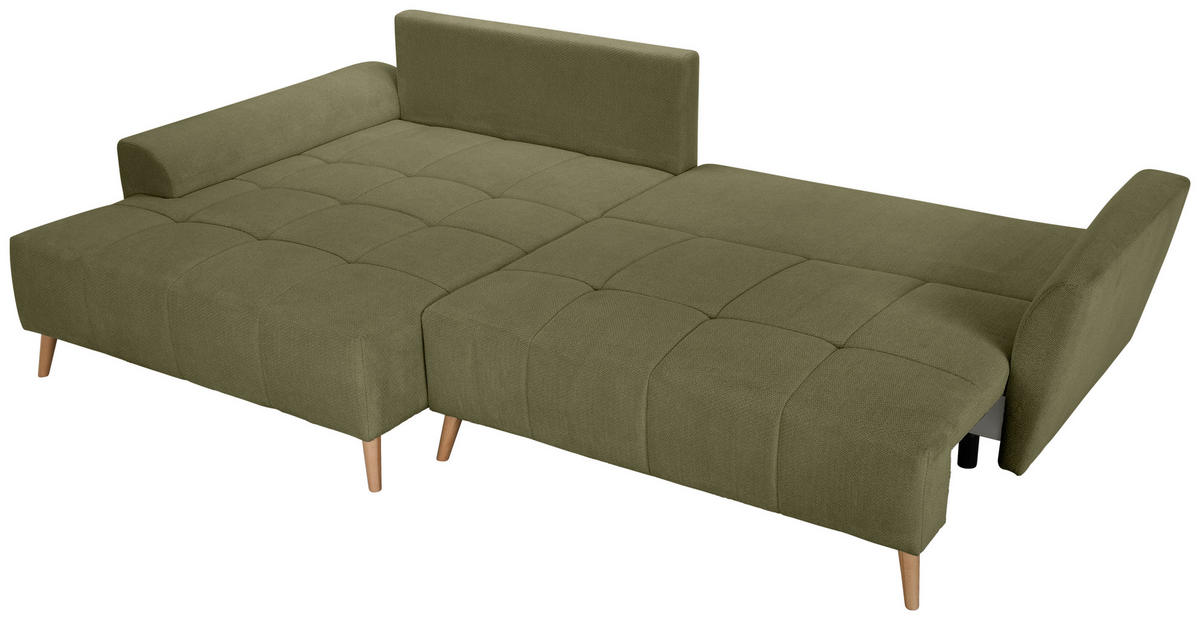 ECKSOFA Olivgrün Webstoff  - Buchefarben/Olivgrün, KONVENTIONELL, Holz/Textil (169/294cm) - Carryhome