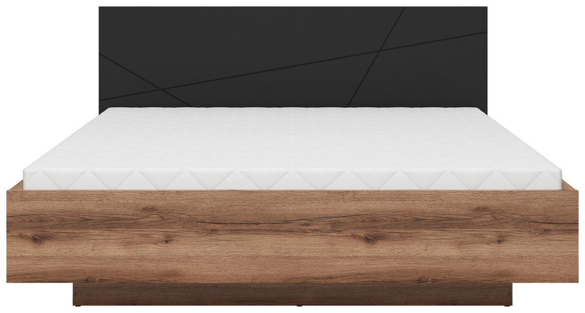 POSTELJA 180 cm   x 200 cm  , leseni material črna, barve hrasta  - črna/barve hrasta, Moderno, leseni material (180/200cm) - MID.YOU