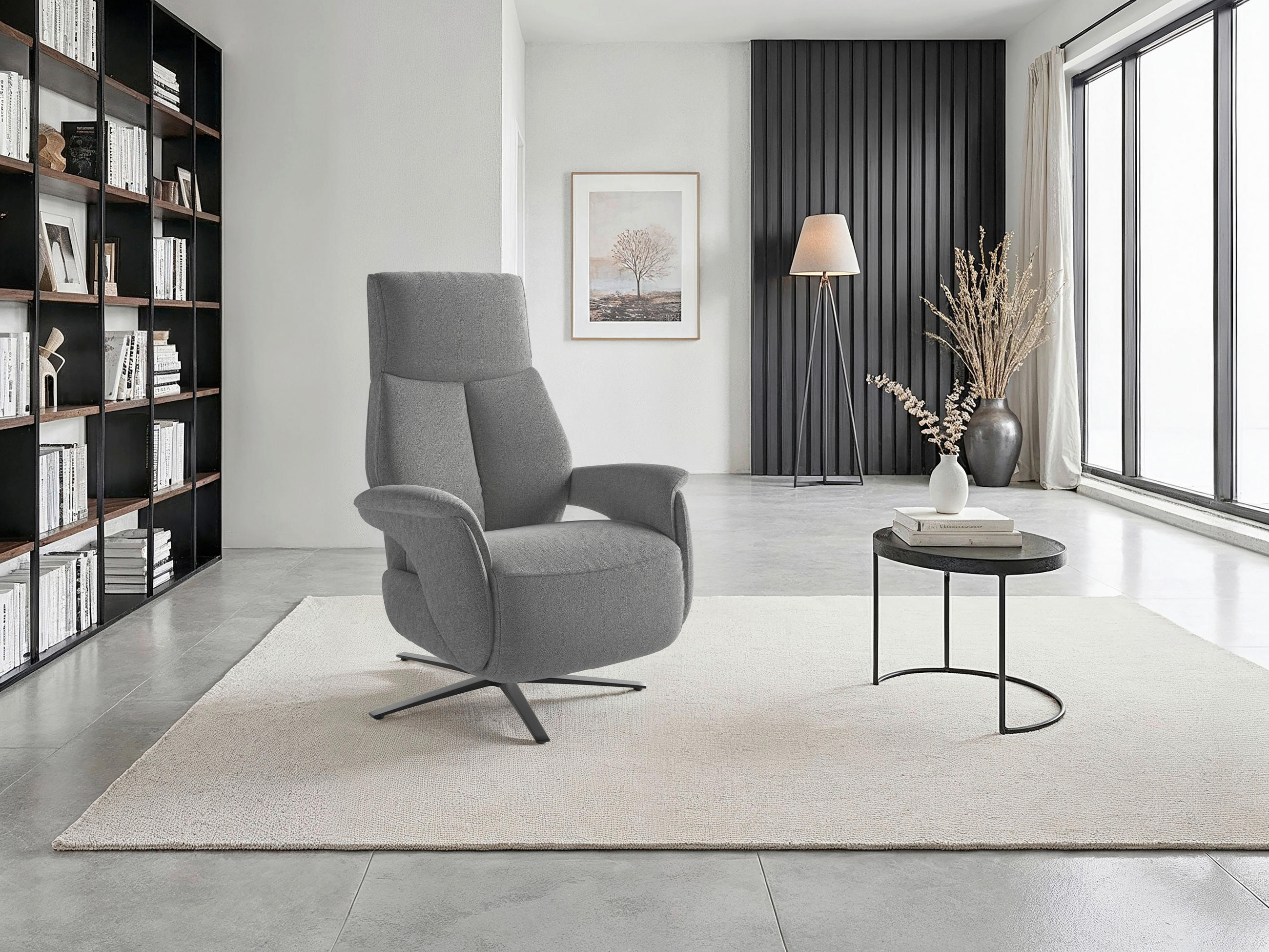 RELAXSESSEL Textil Anthrazit  - Anthrazit/Schwarz, Basics, Textil/Metall (75/115/85cm) - Sit & More