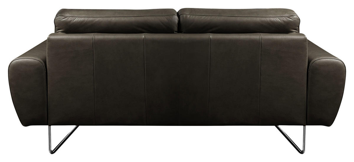 2-SITZER-SOFA in Echtleder Schwarz  - Chromfarben/Schwarz, Design, Leder/Metall (177/85/92cm) - Livetastic