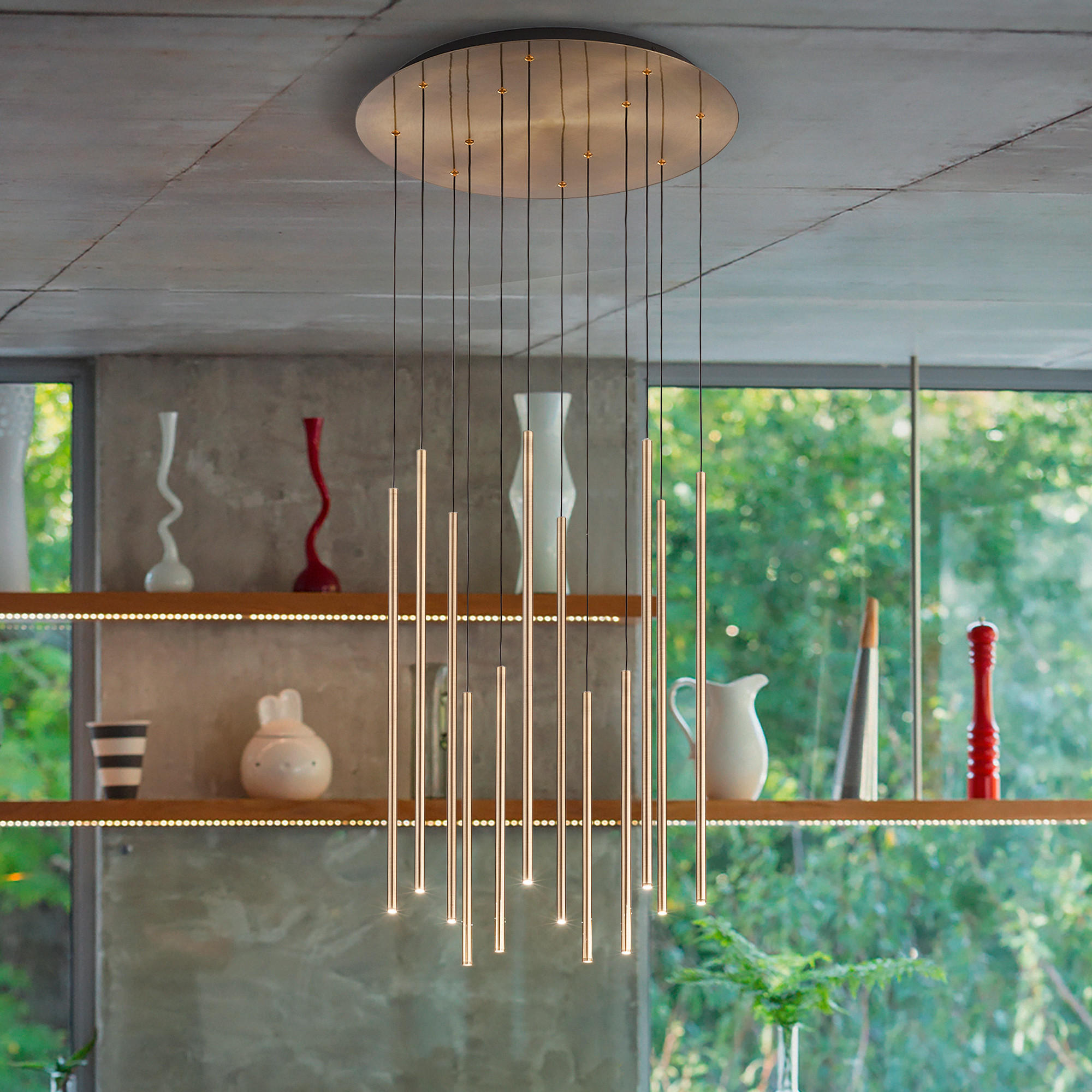 LED-HÄNGELEUCHTE 60/105/150 cm  - Messingfarben, Design, Metall (60/105/150cm) - Ideal Lux