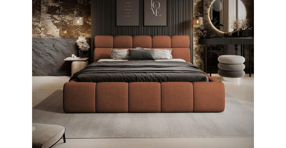POLSTERBETT inkl. Bettkasten Lattenrost, Bettkasten Terracotta 140/200 cm  - Terracotta/Schwarz, Design, Holz/Kunststoff (140/200cm) - Esposa
