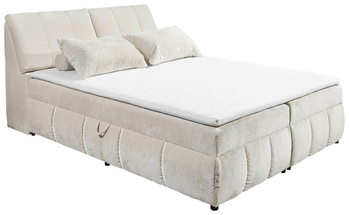 BOXBETT 160/200 cm  in Beige  - Beige/Schwarz, Modern, Holzwerkstoff/Kunststoff (160/200cm) - MID.YOU