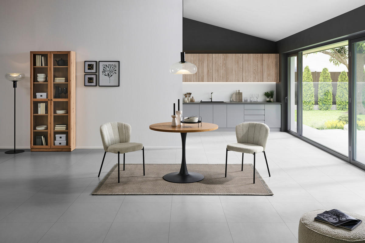ESSTISCH in Metall, Holzwerkstoff  - Schwarz/Naturfarben, LIFESTYLE, Holzwerkstoff/Metall (100/76/100cm) - Livetastic
