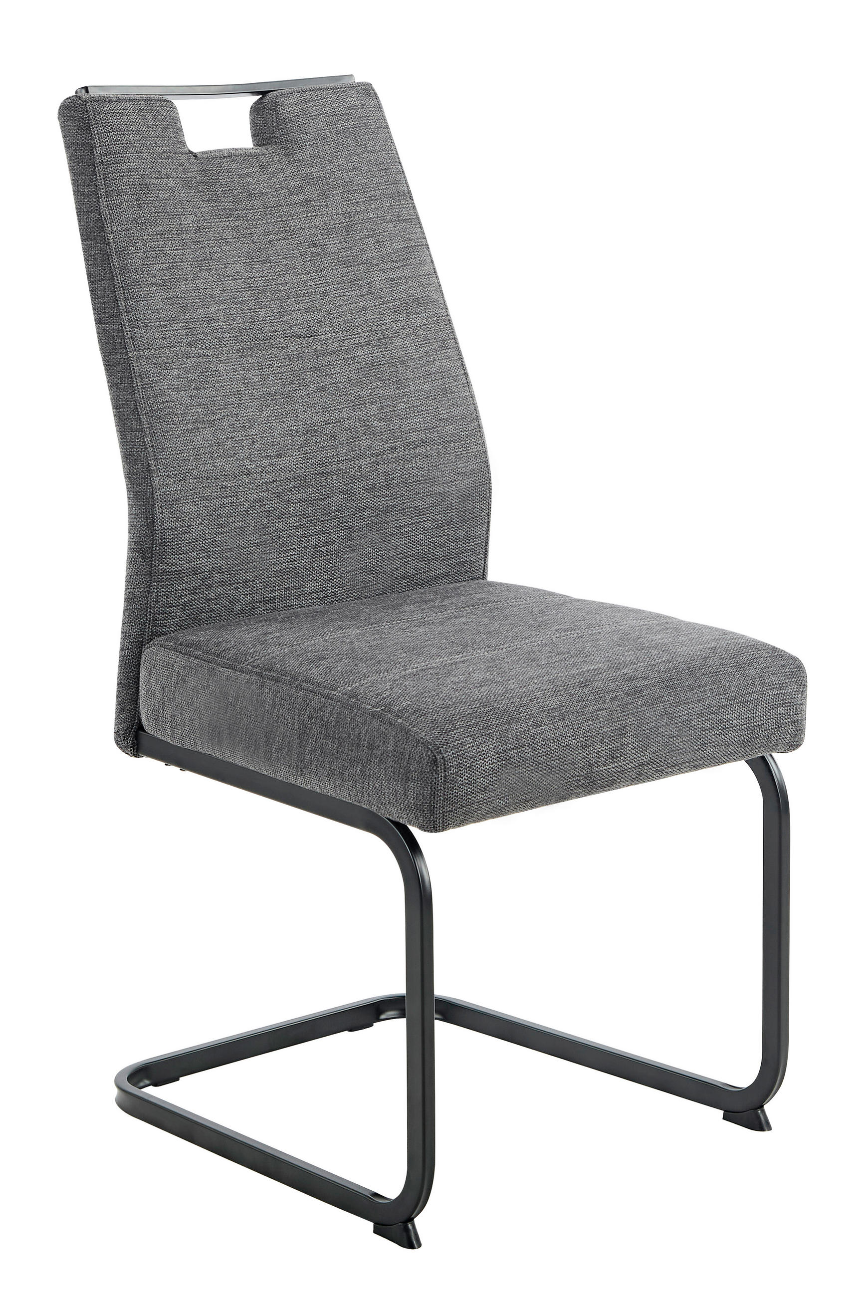 SCHWINGSTUHL 1 Stück mit Griff Webstoff  - Anthrazit/Schwarz, MODERN, Textil/Metall (47/100/64cm) - P & B