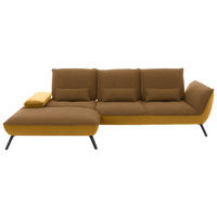 ECKSOFA  in Flachgewebe Goldfarben  191/301 cm  - Goldfarben/Schwarz, Design, Textil/Metall (191/301cm) - Moderano