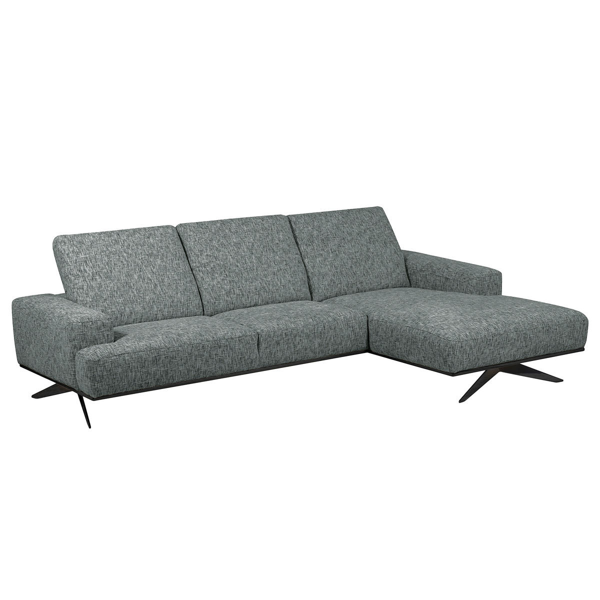 ECKSOFA PORTLAND Anthrazit Struktur Kopfteilverstellung  - Anthrazit/Schwarz, Design, Holz/Textil (295/187cm) - Livetastic