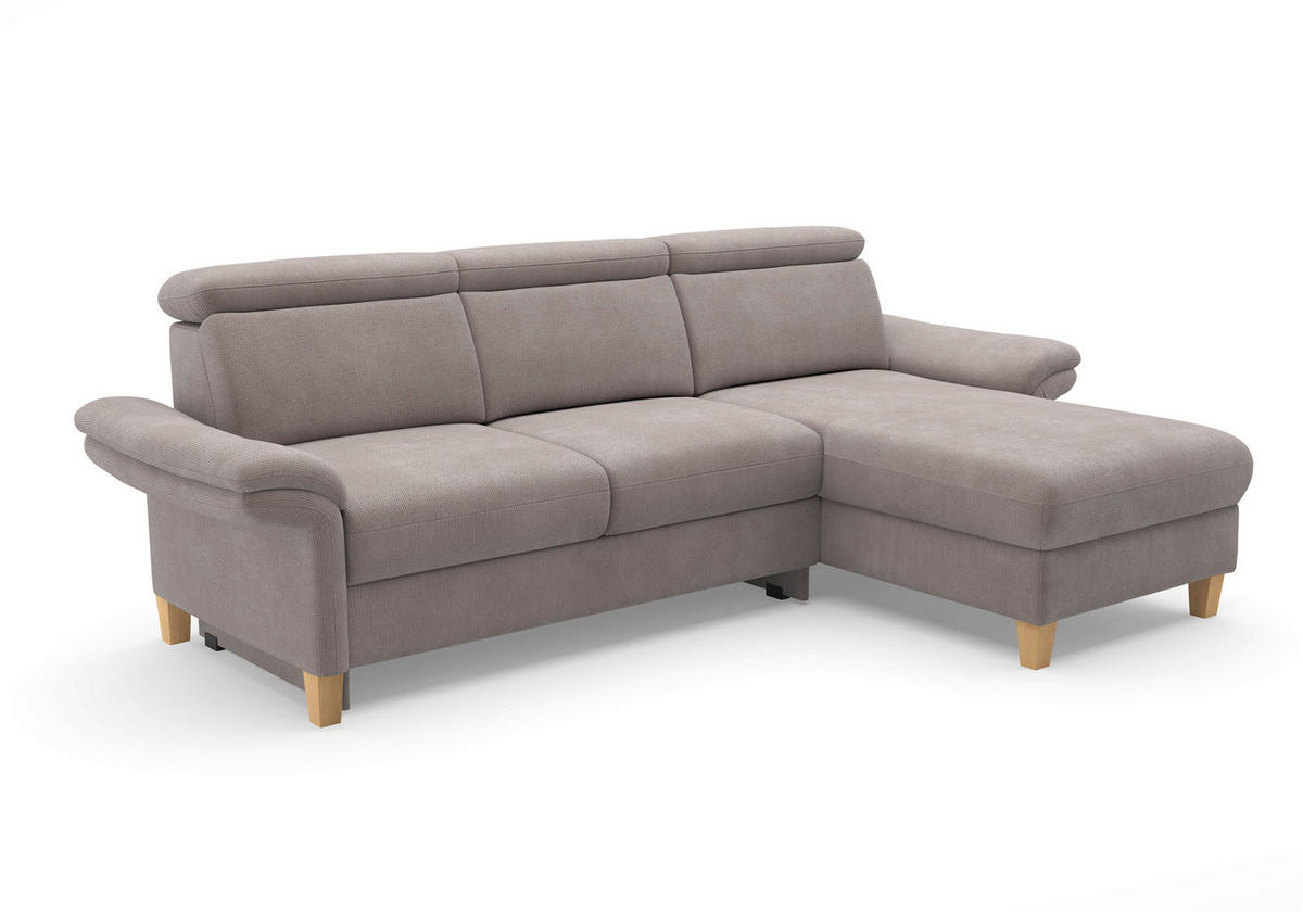 ECKSOFA GLENDALE E Taupe Flachgewebe  - Taupe/Eichefarben, KONVENTIONELL, Holz/Textil (253/166cm) - Sit & More