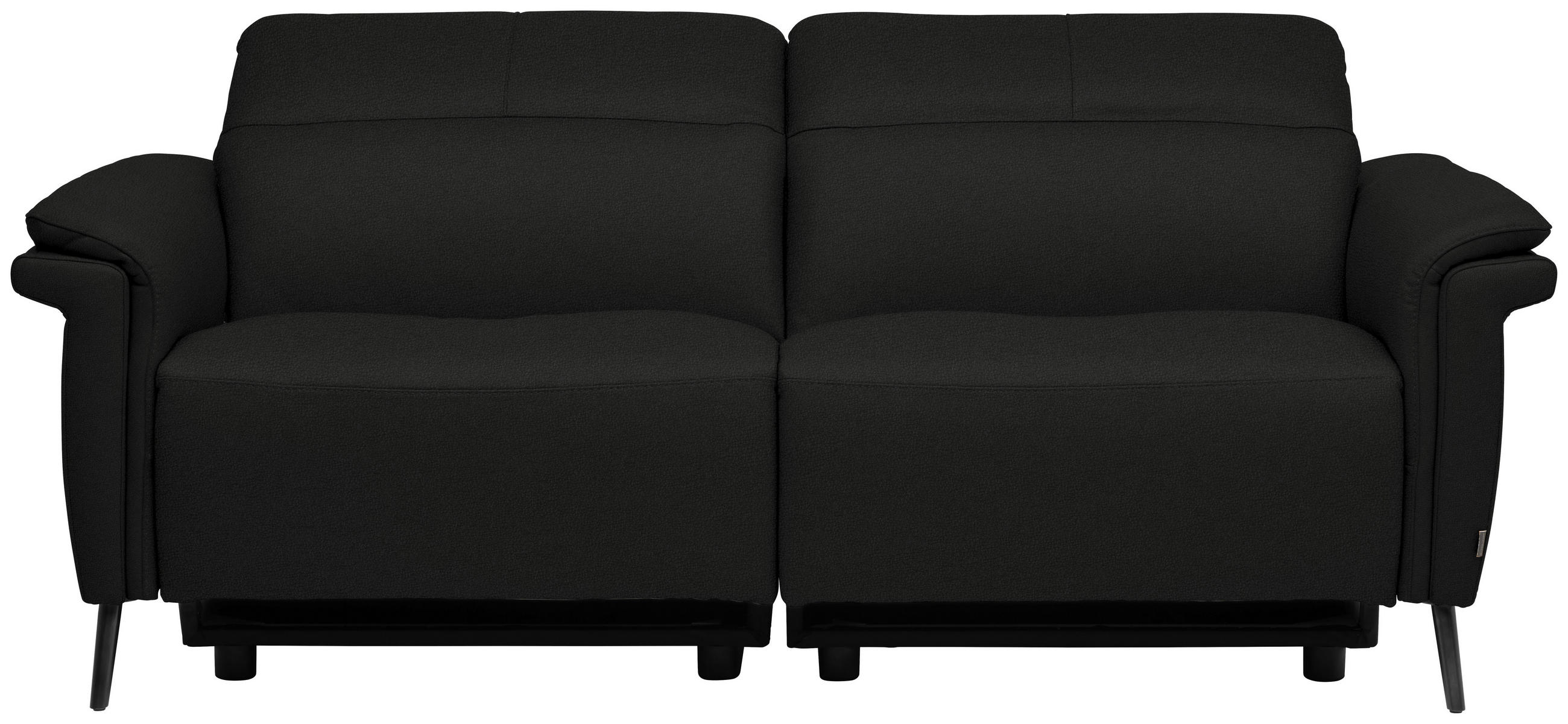 3-SITZER-SOFA Echtleder Schwarz  - Schwarz, Design, Leder/Metall (210/79/104cm) - Belluti