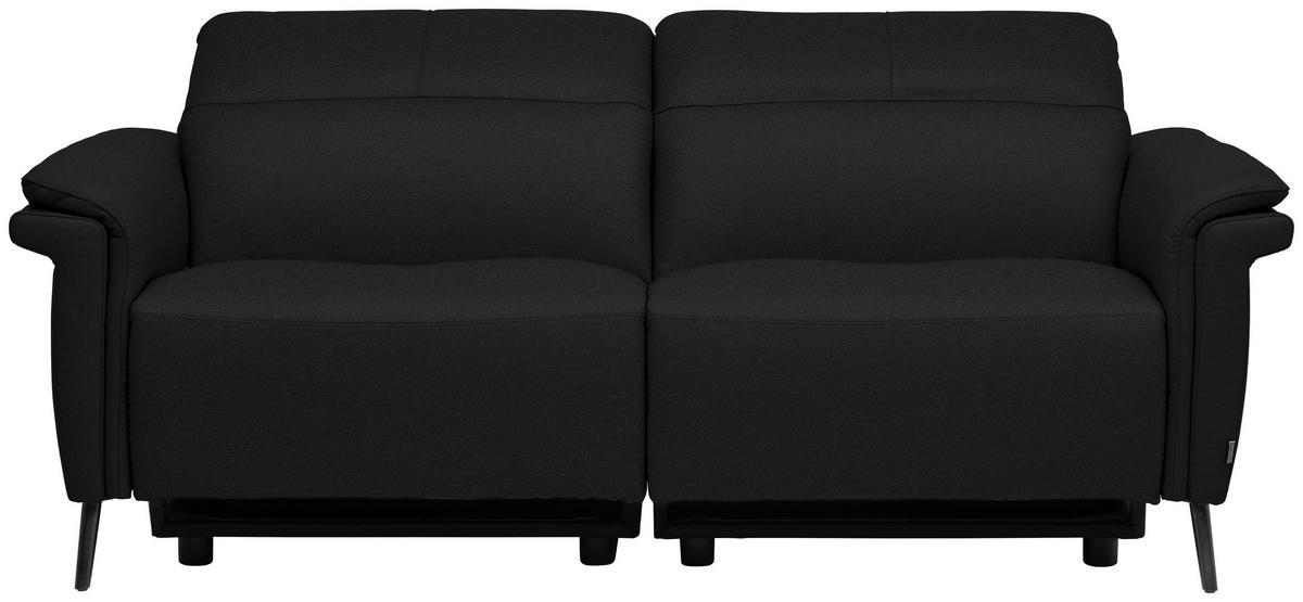 3-SITZER-SOFA Echtleder Schwarz  - Schwarz, Design, Leder/Metall (210/79/104cm) - Belluti